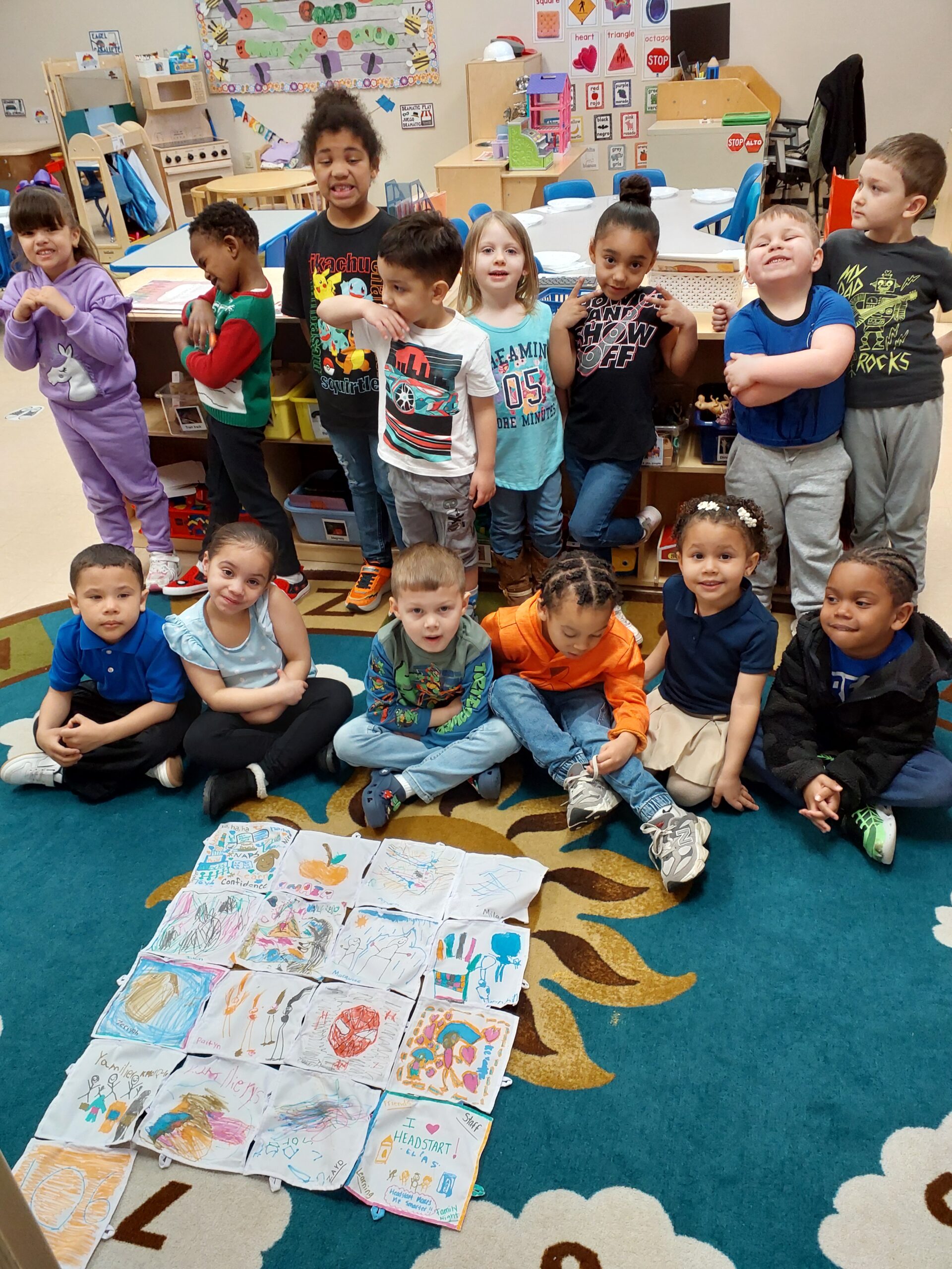 Group of children in preschool classroom